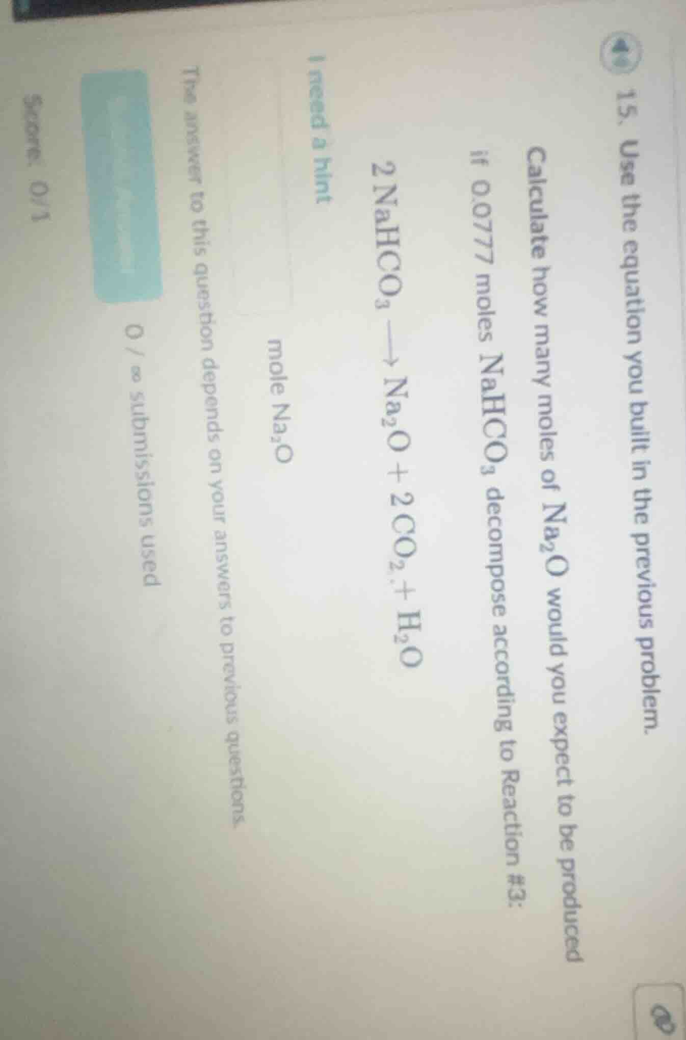 15. use the equation you built in the previous problem. calculate how m…