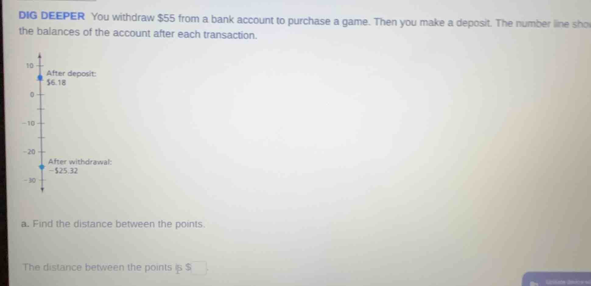 dig deeper you withdraw $55 from a bank account to purchase a game. the…