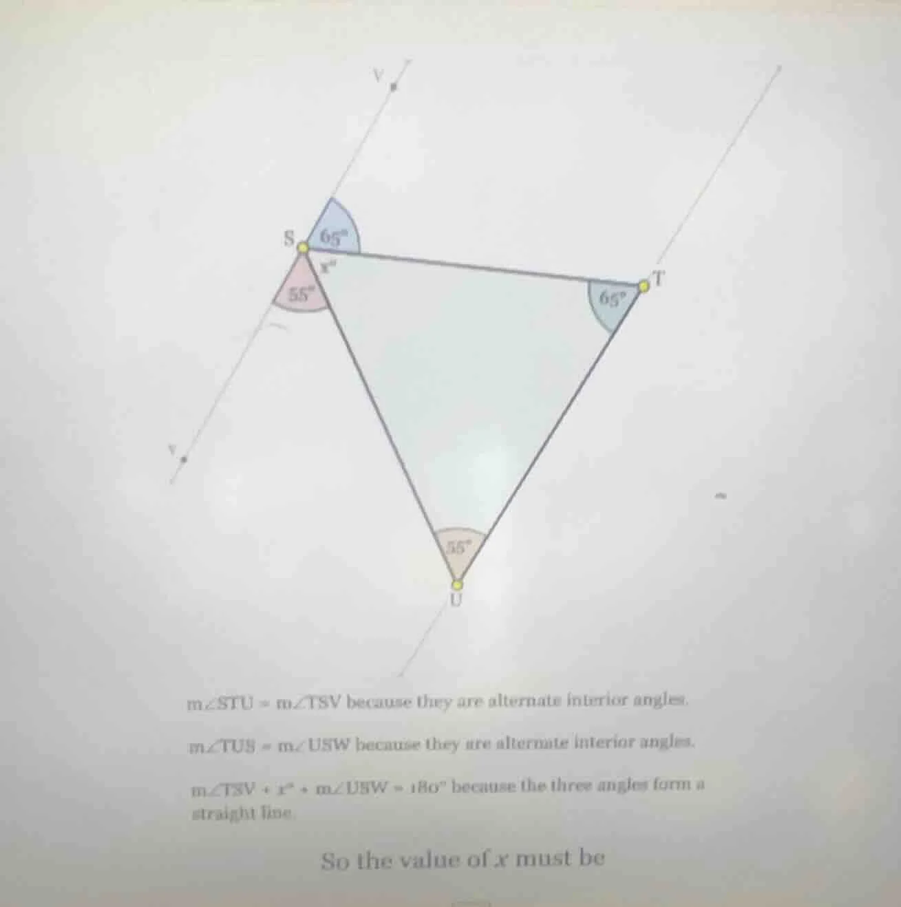 $mangle stu = mangle tsv$ because they are alternate interior angles.$m…