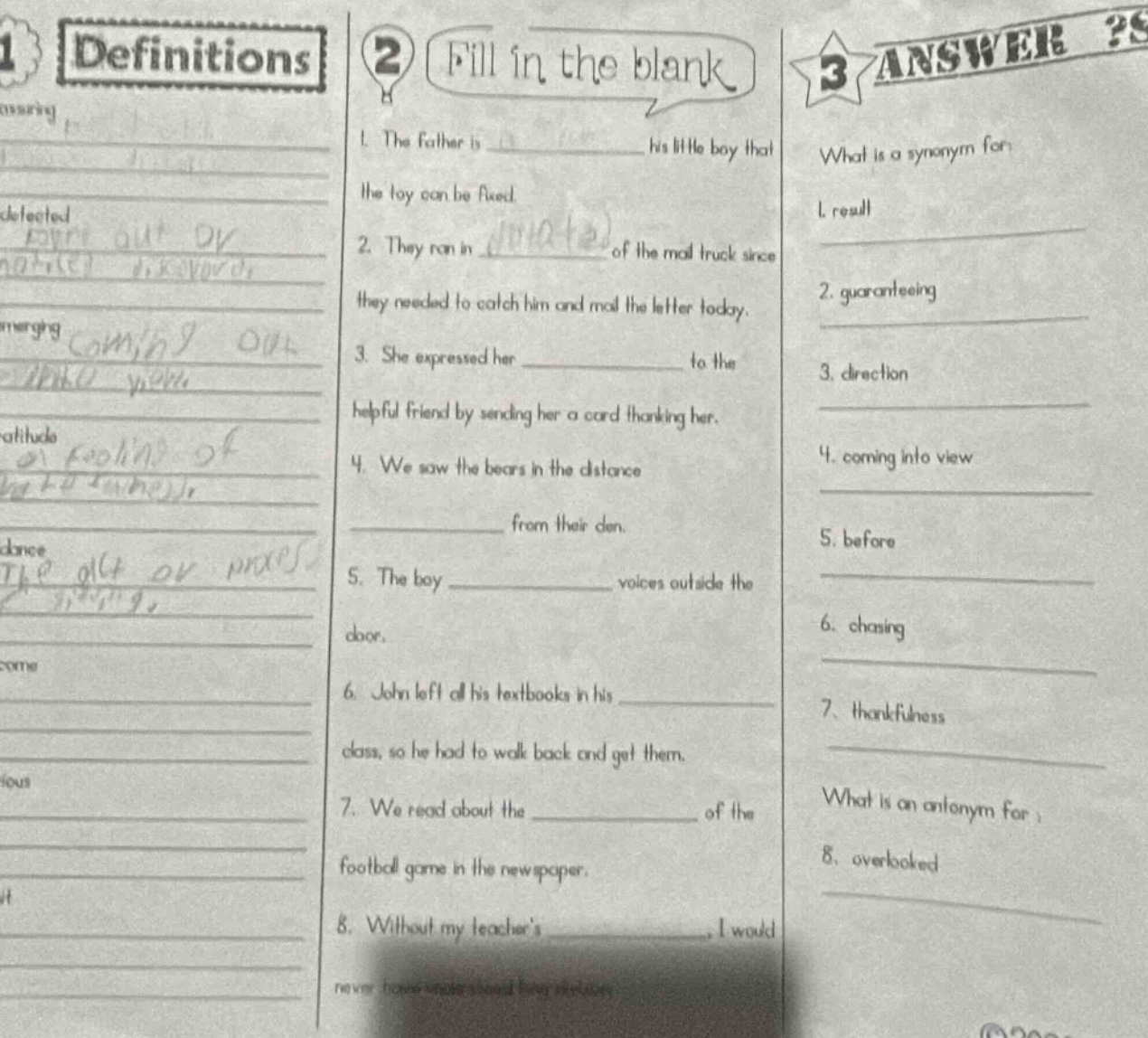 1 definitionsssingdectedmergingatitudedancecomeousit2 fill in the blank…