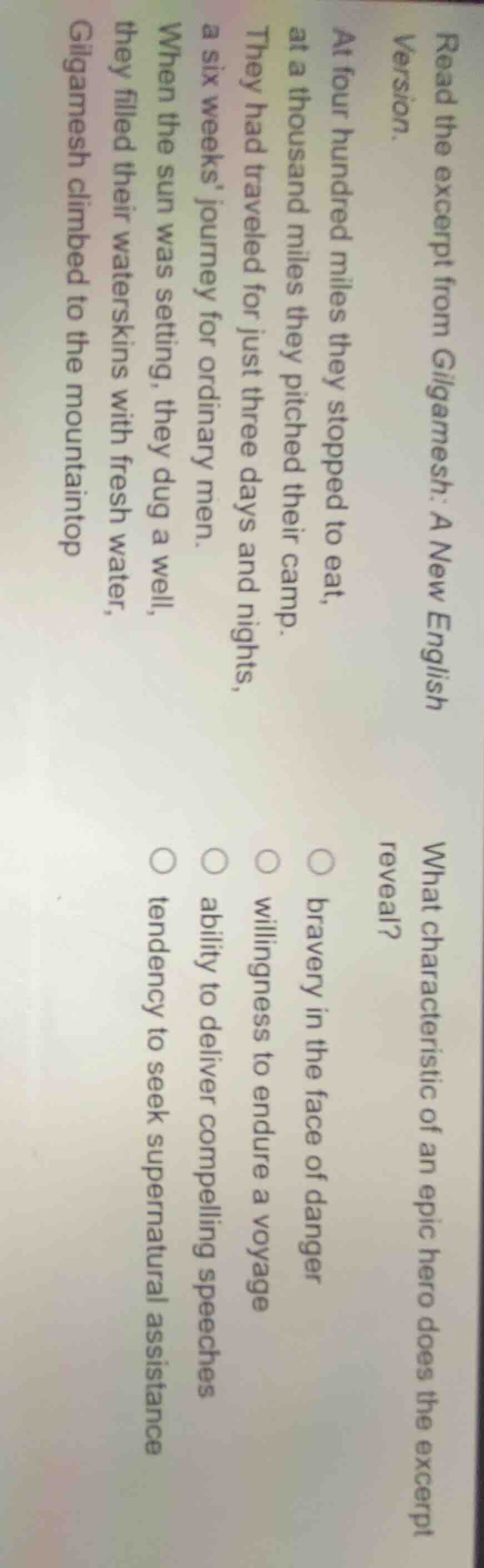 read the excerpt from gilgamesh: a new english version. at four hundred…