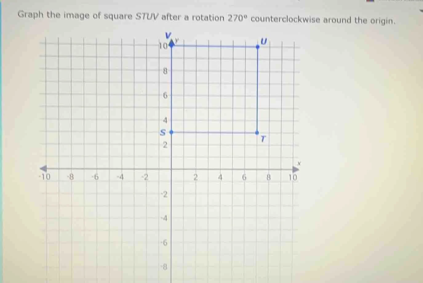 graph the image of square stuv after a rotation $270^\\circ$ counterclo…