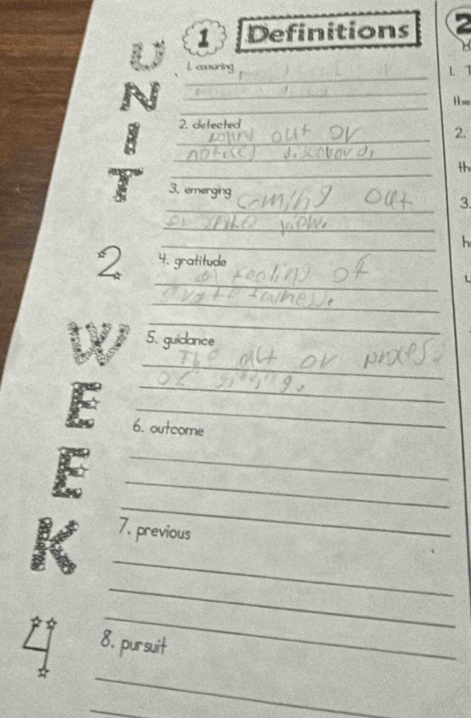 unit 2 week 4 1 definitions 1. assuring 2. detected 3. emerging 4. grat…