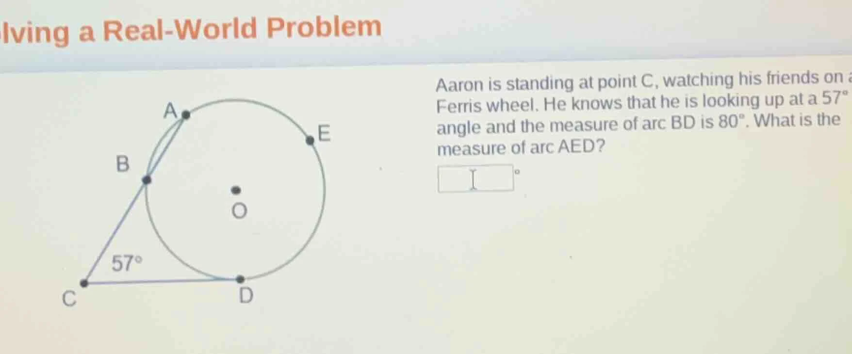lving a real-world problem aaron is standing at point c, watching his f…