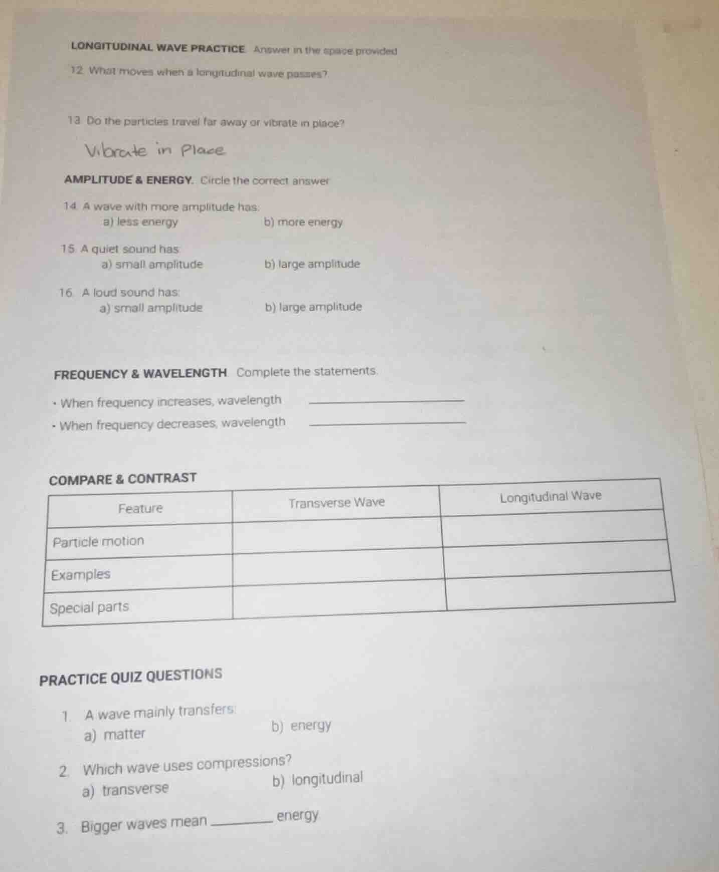 longitudinal wave practice. answer in the space provided12. what moves …