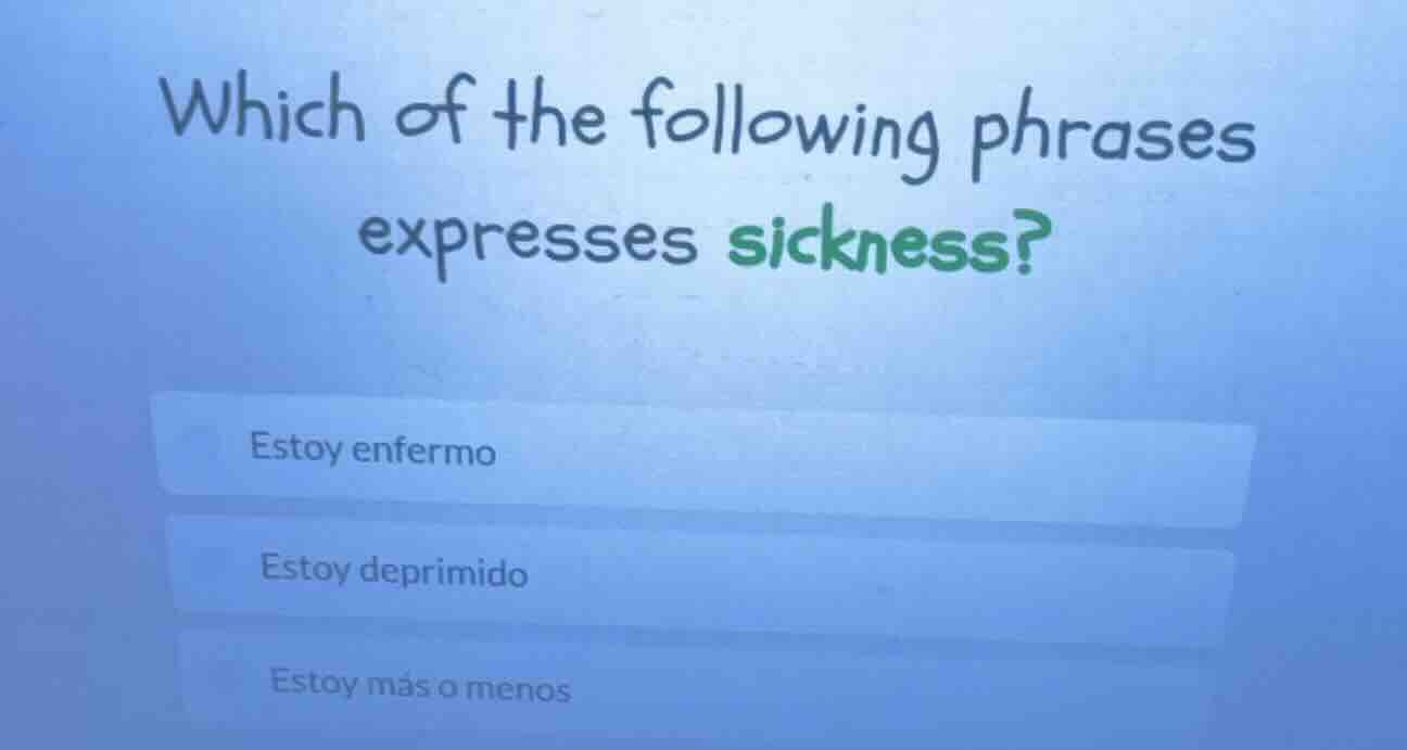 which of the following phrases expresses sickness? estoy enfermo estoy …
