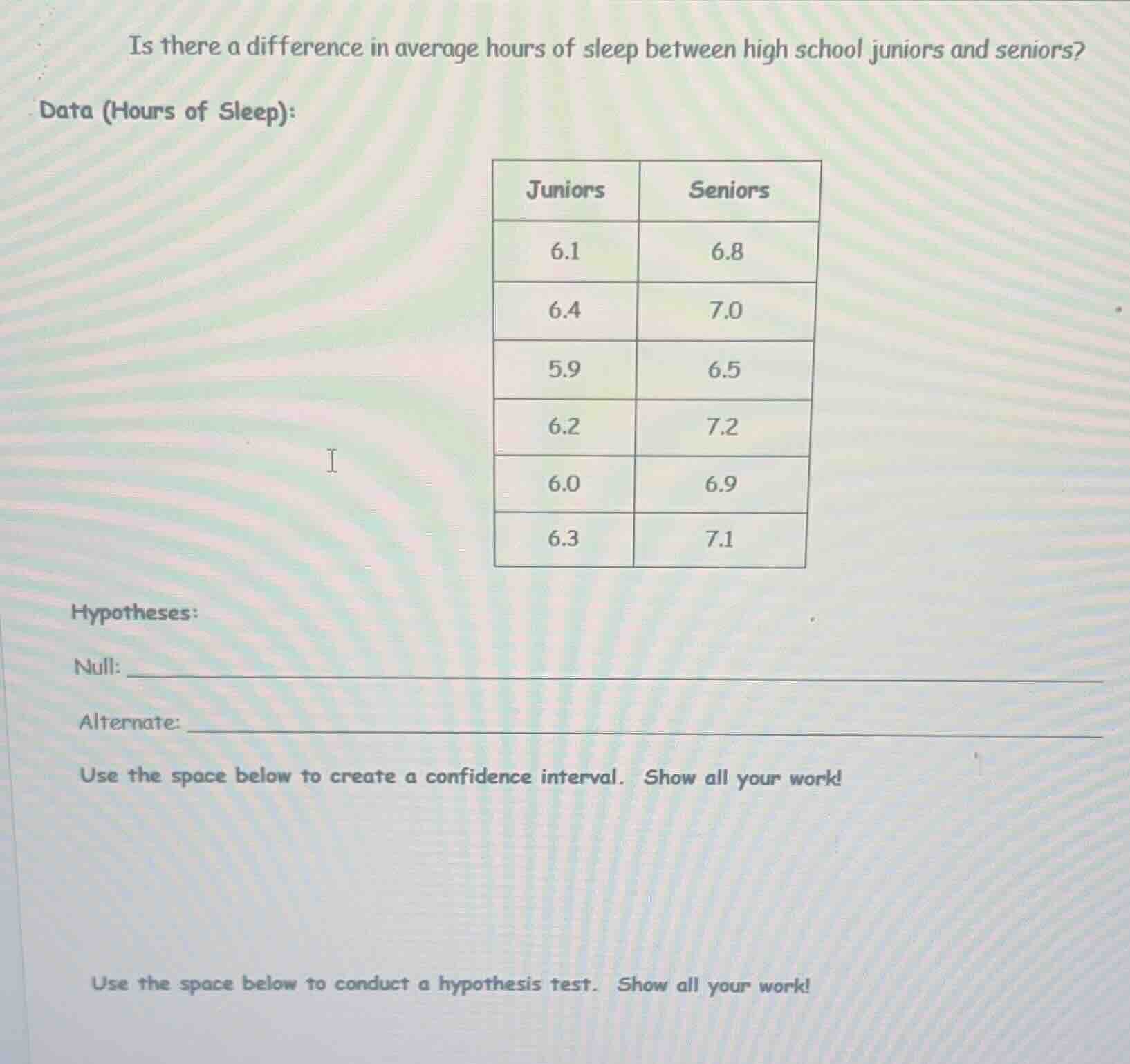 is there a difference in average hours of sleep between high school jun…