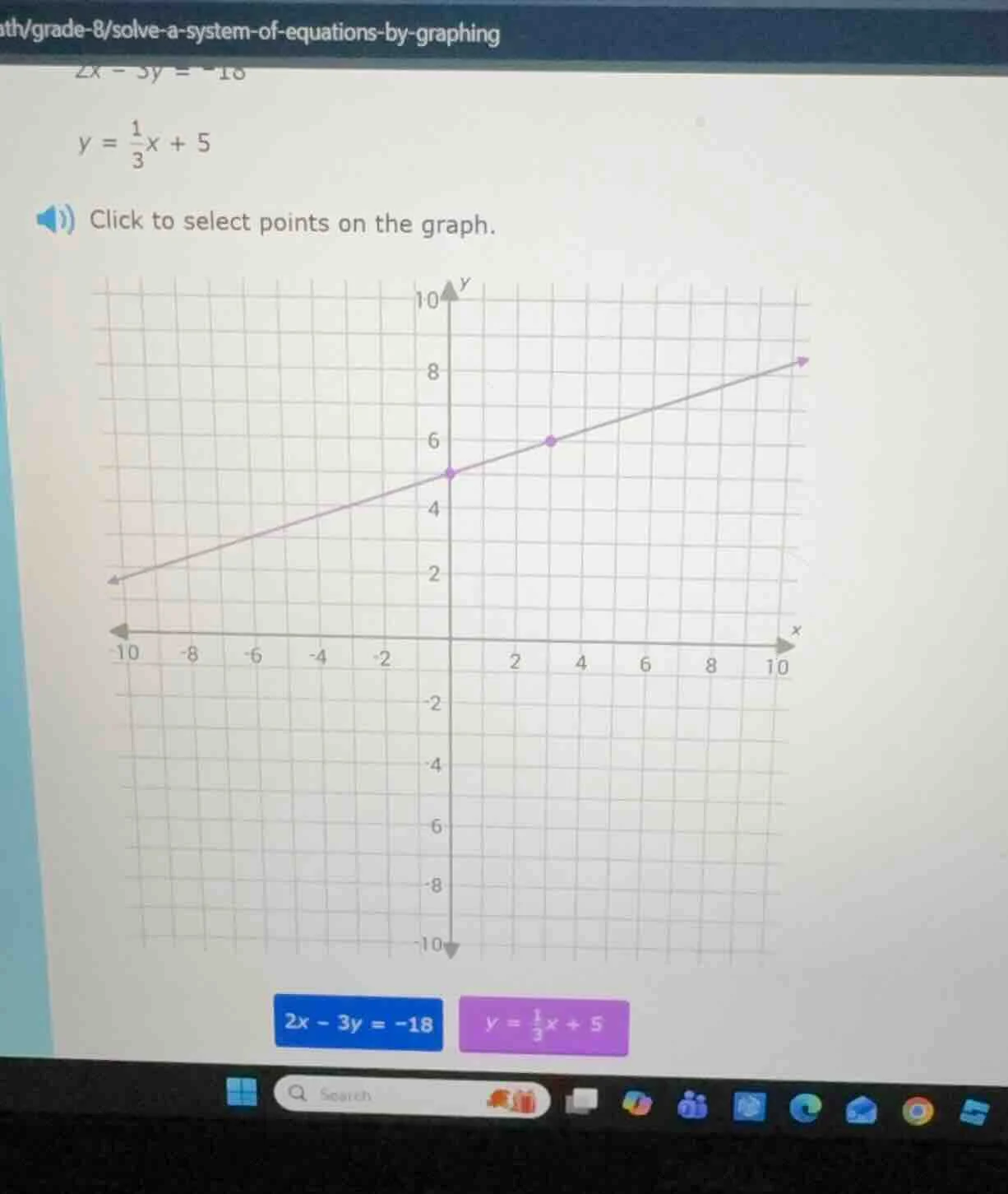 ath/grade-8/solve-a-system-of-equations-by-graphing $2x - 3y = -18$ $y …