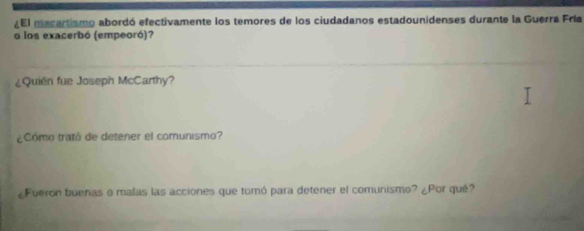 ¿el macartismo abordó efectivamente los temores de los ciudadanos estad…