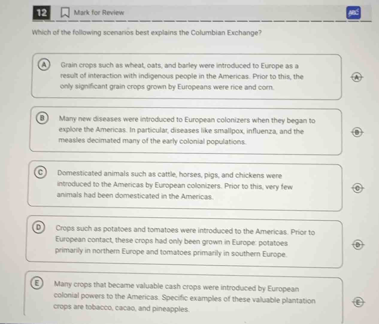 12 mark for review which of the following scenarios best explains the c…