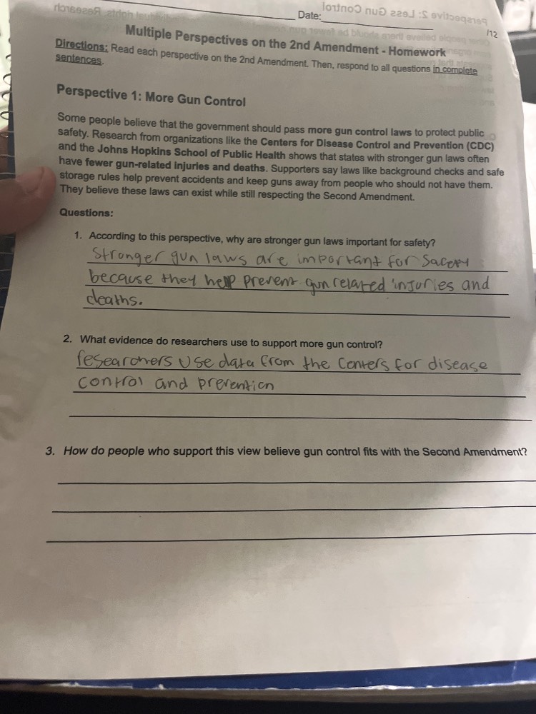 multiple perspectives on the 2nd amendment - homework date: directions:…