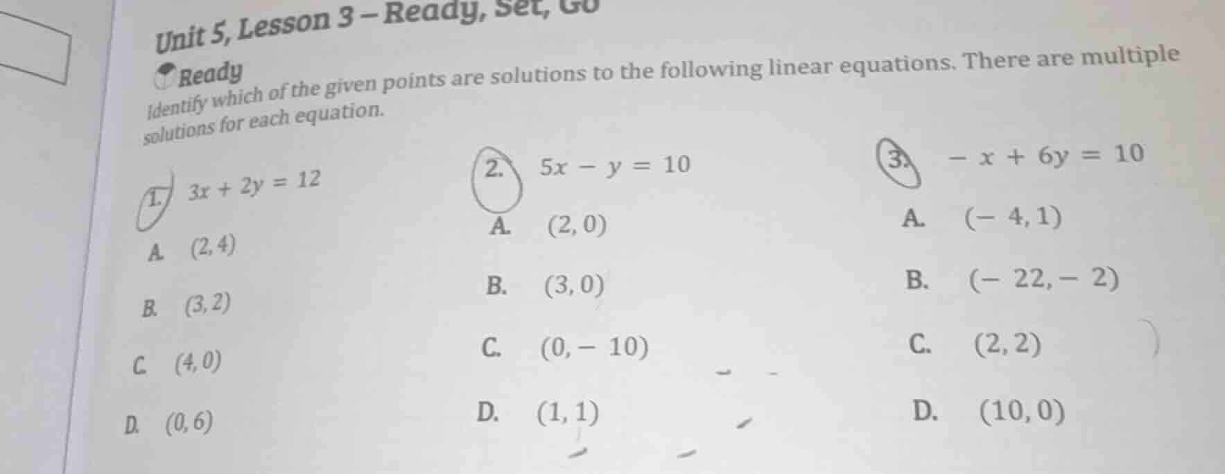 unit 5, lesson 3 – ready, set, go ready identify which of the given poi…