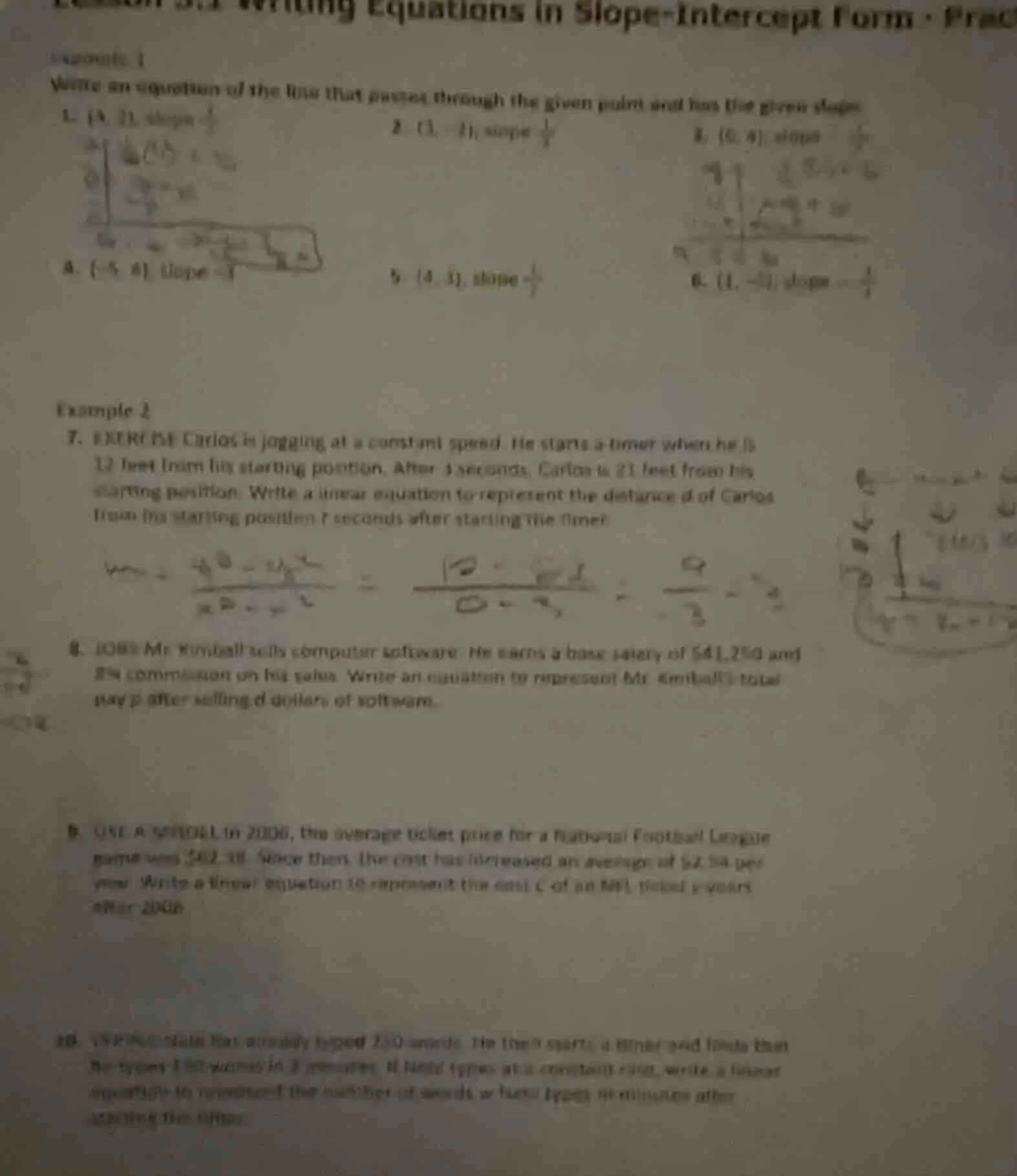 writing equations in slope-intercept formexample 1write an equation of …