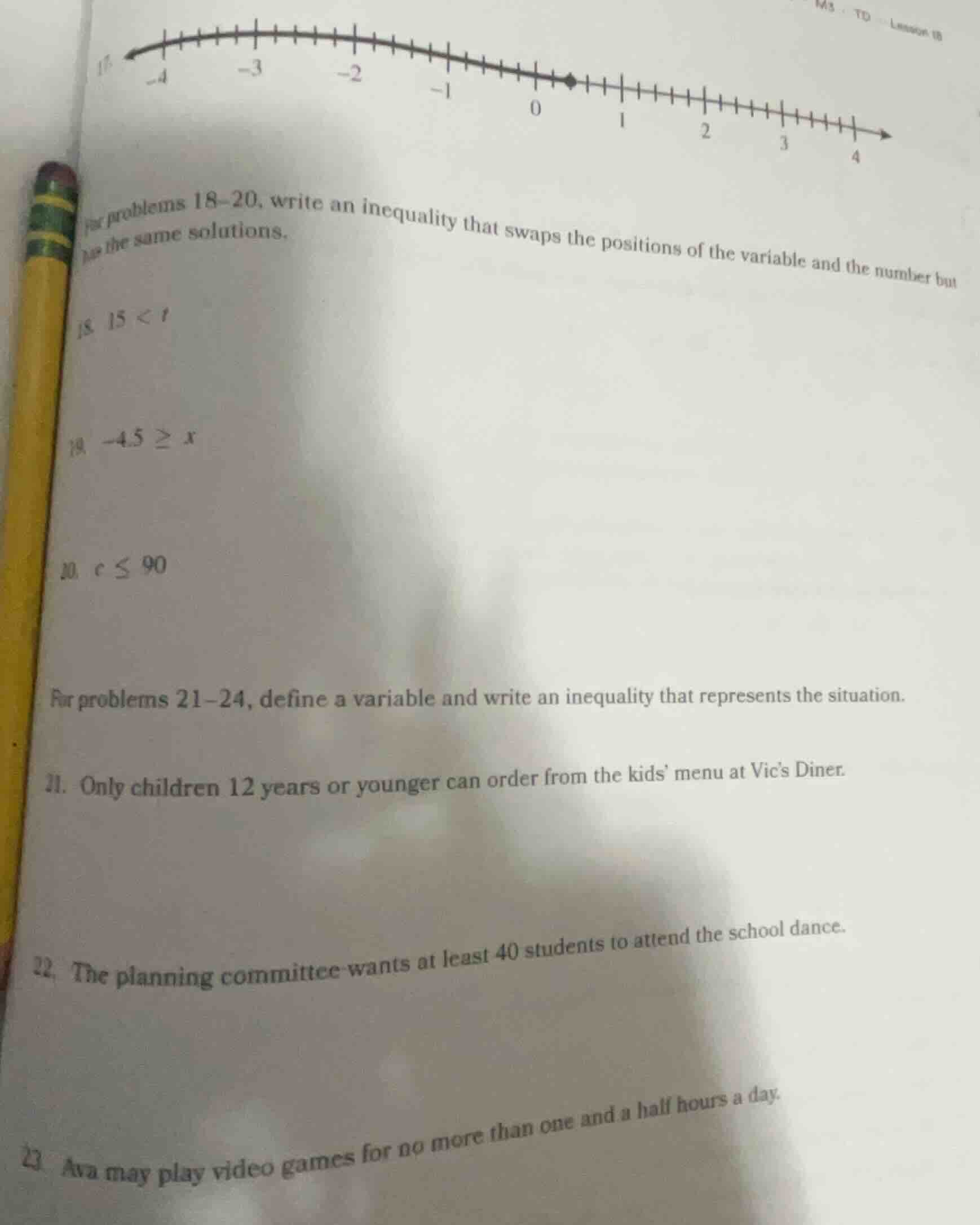 17.for problems 18-20, write an inequality that swaps the positions of …
