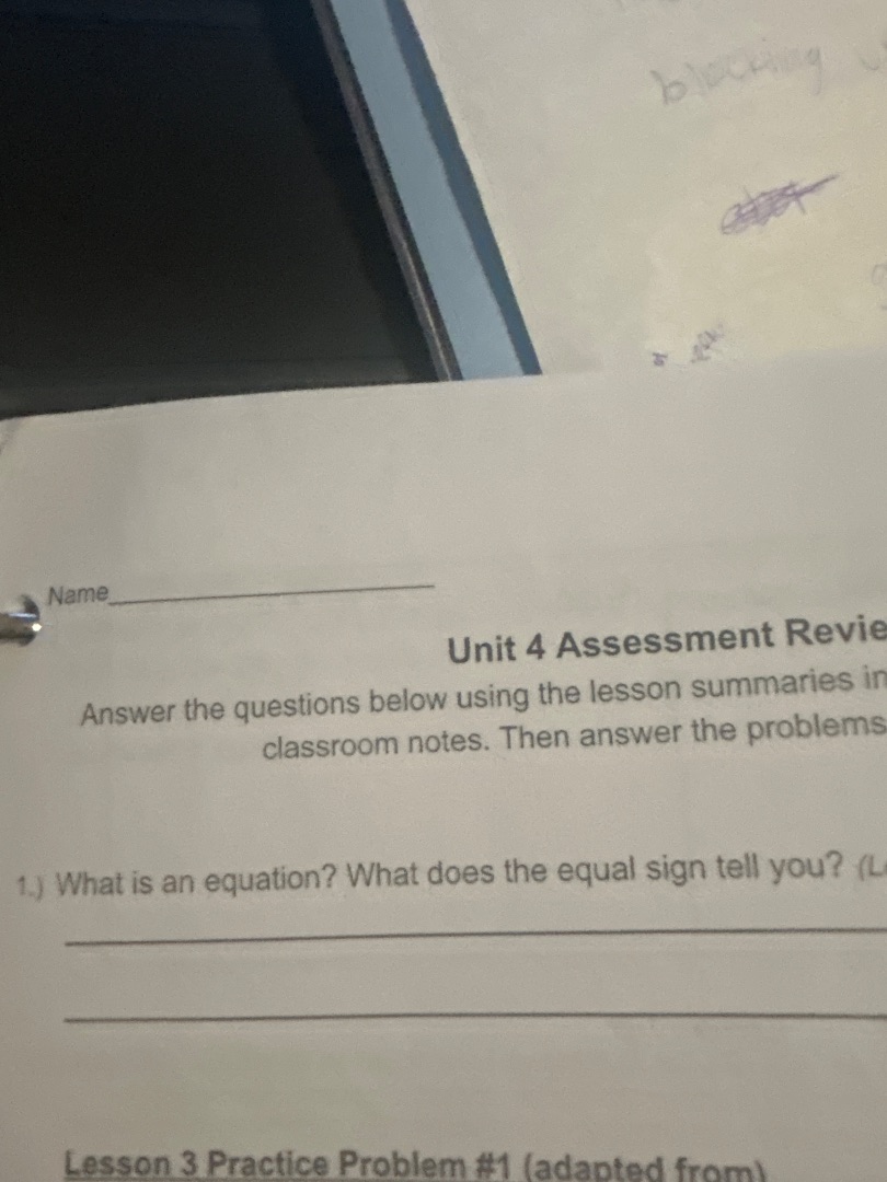 name___________ unit 4 assessment revie answer the questions below usin…