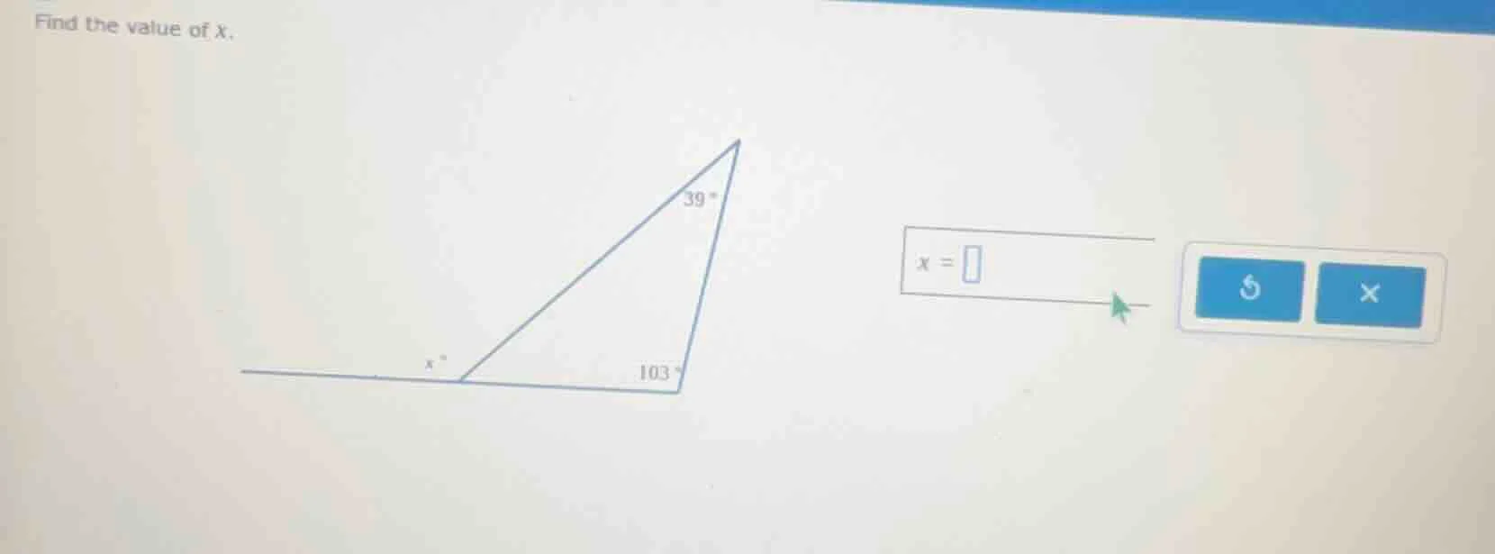 find the value of x. $x = \\square$