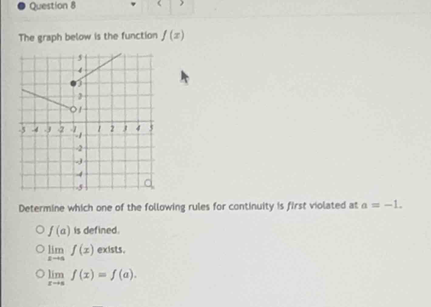 question 8 the graph below is the function $f(x)$ determine which one o…