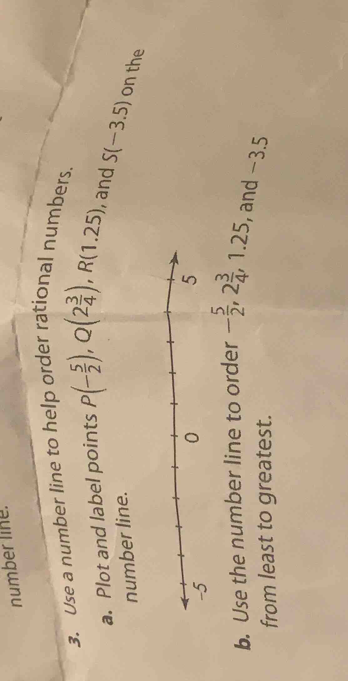 3. use a number line to help order rational numbers. a. plot and label …