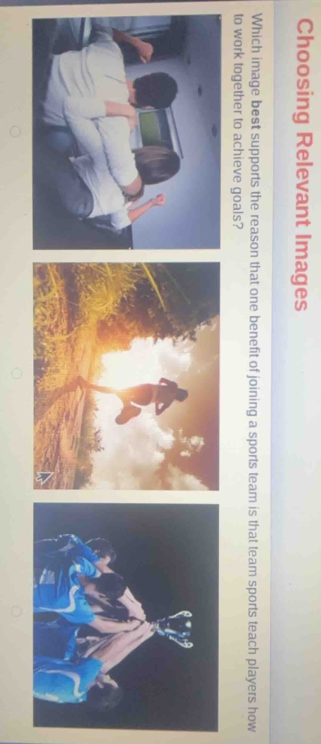 choosing relevant images which image best supports the reason that one …