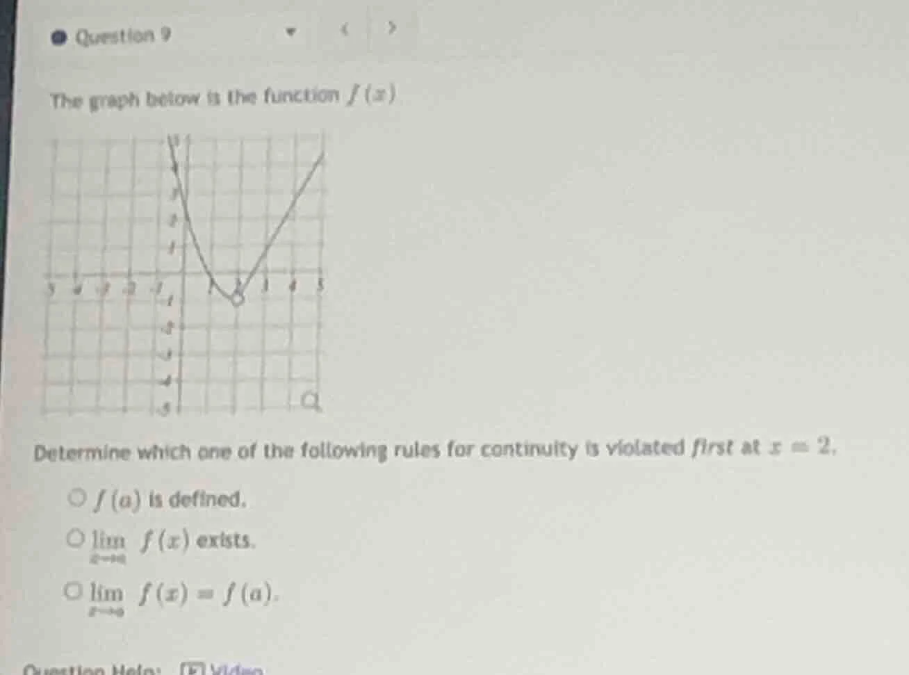 question 9 the graph below is the function $f(x)$ determine which one o…