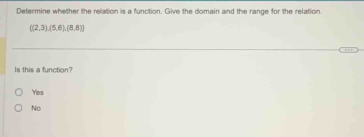 determine whether the relation is a function. give the domain and the r…