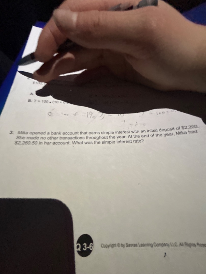 3. mika opened a bank account that earns simple interest with an initia…