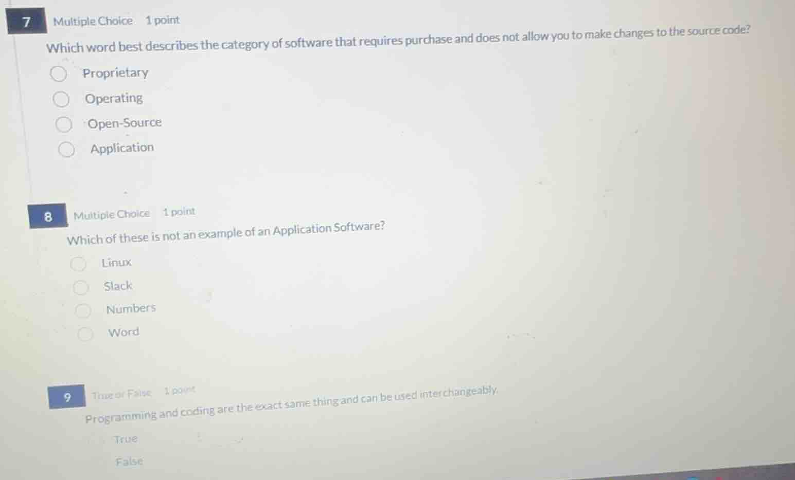 7 multiple choice 1 point which word best describes the category of sof…