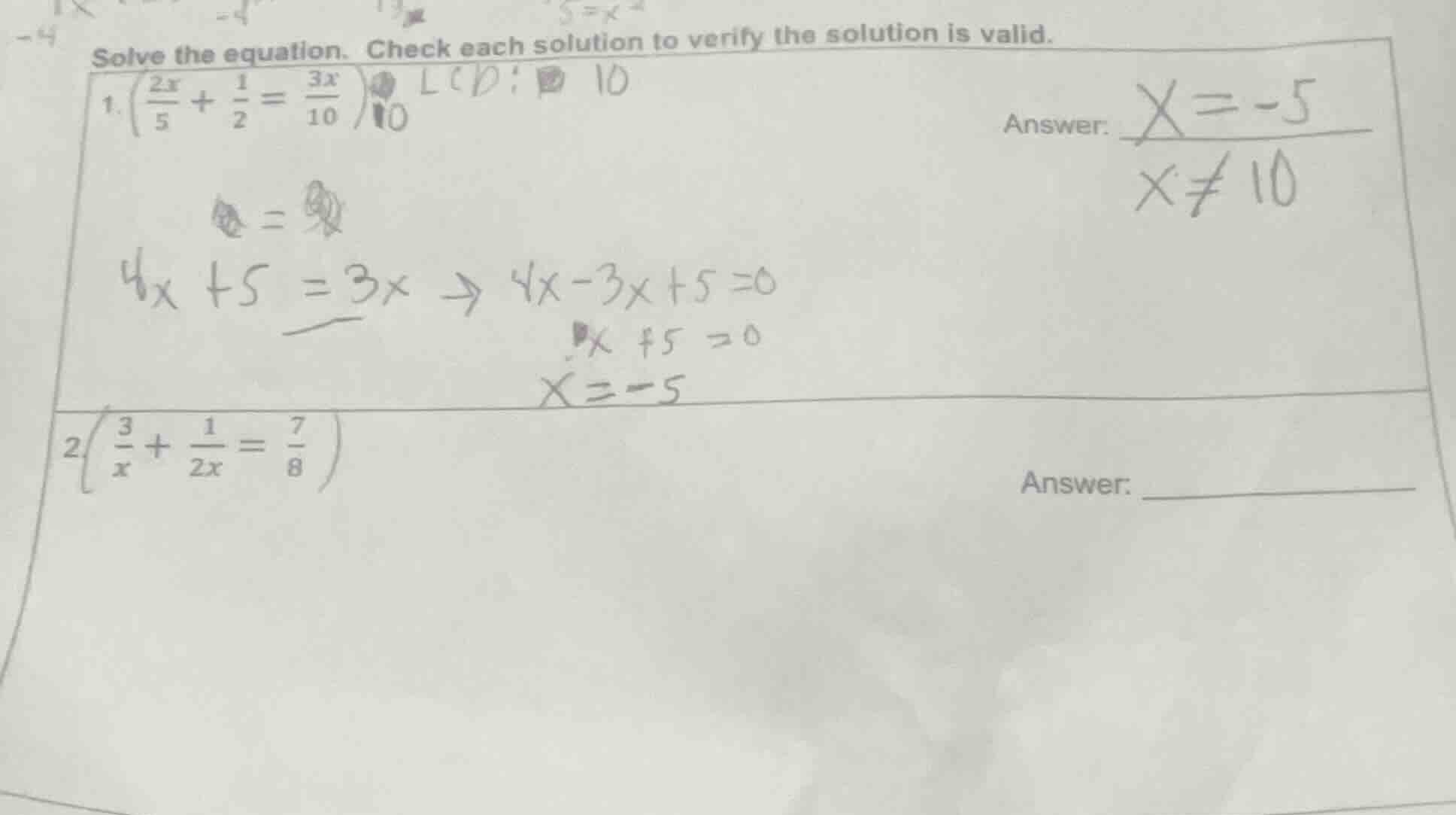 solve the equation. check each solution to verify the solution is valid…
