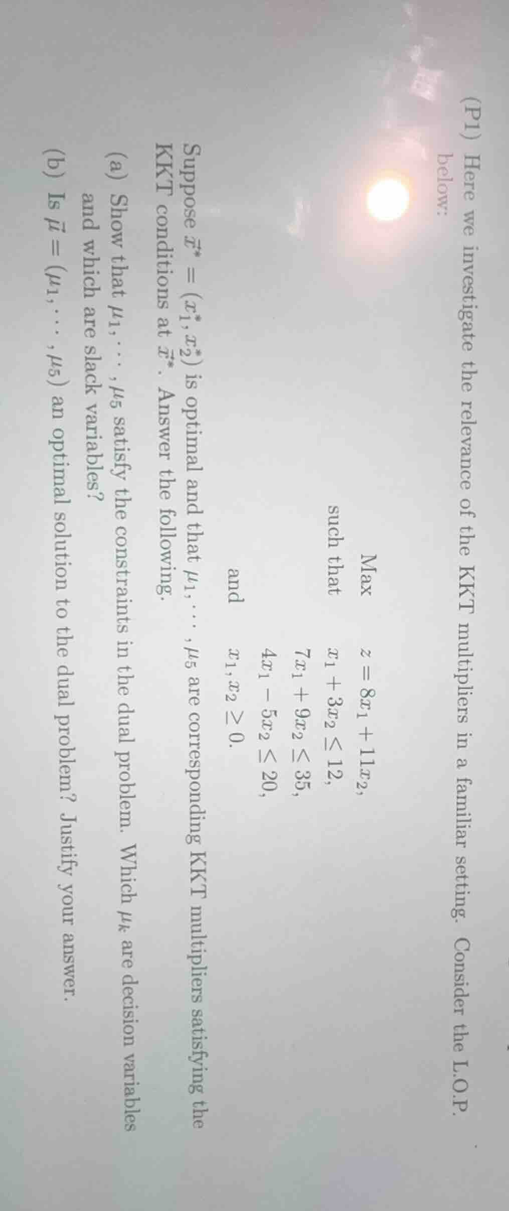 (p1) here we investigate the relevance of the kkt multipliers in a fami…