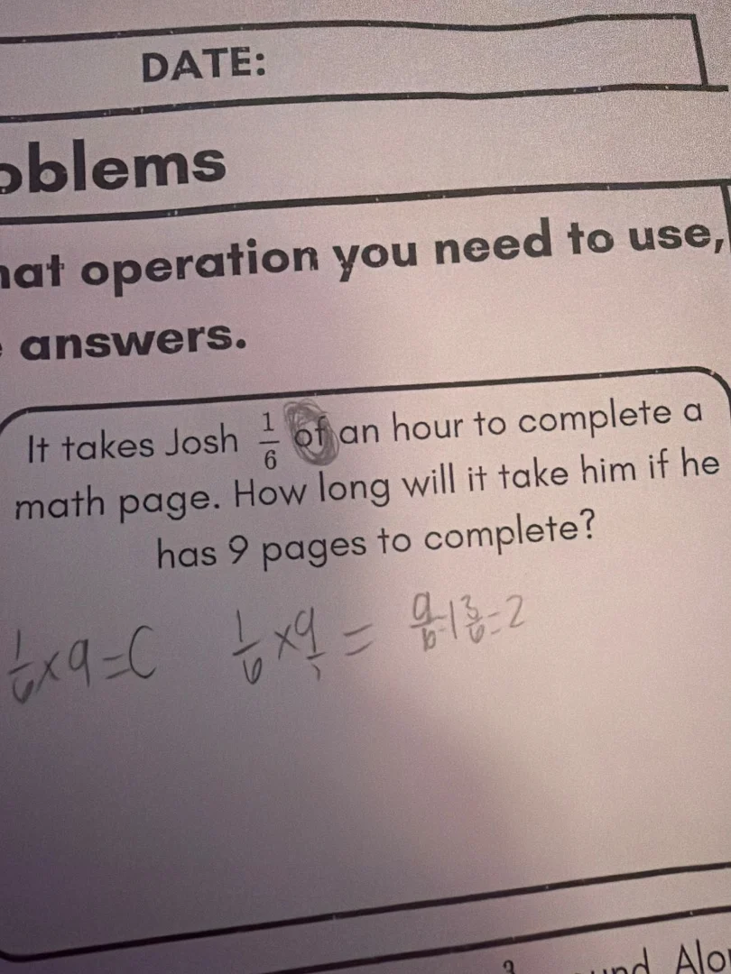 date: blems t operation you need to use, answers. it takes josh $\frac{…