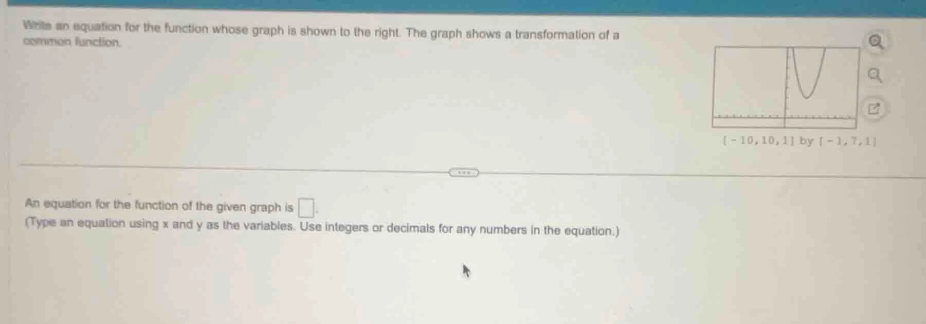 write an equation for the function whose graph is shown to the right. t…