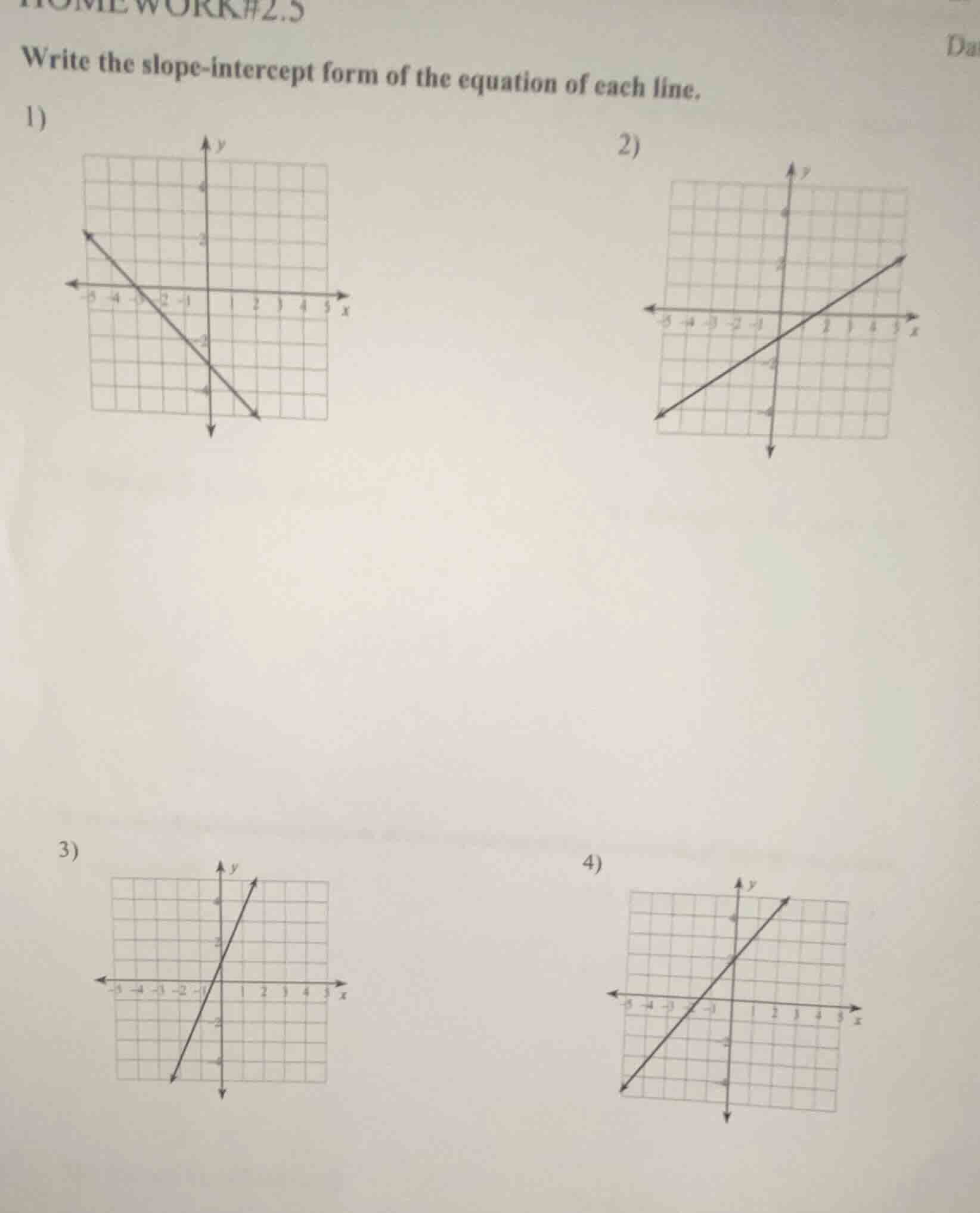 homework#2.5 da write the slope-intercept form of the equation of each …