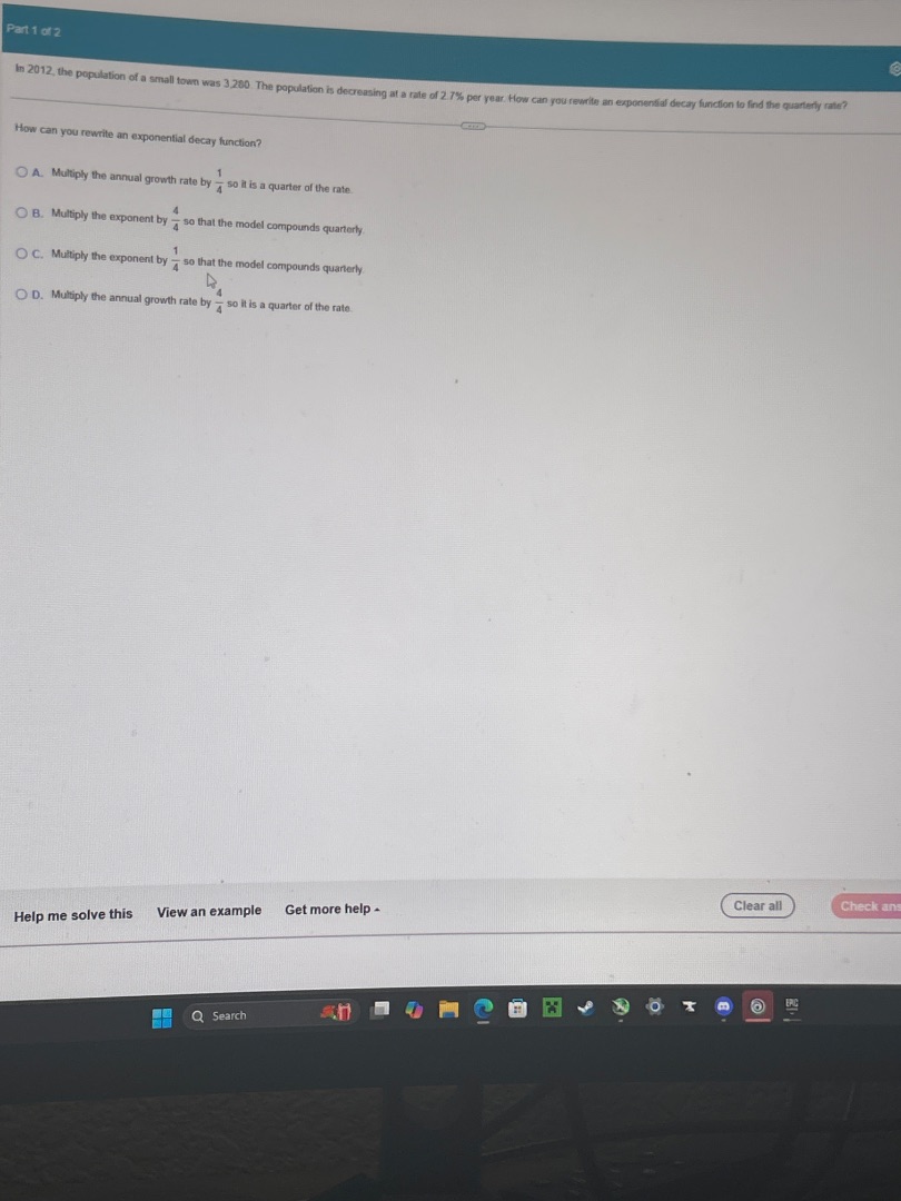 part 1 of 2 in 2012, the population of a small town was 3,280. the popu…