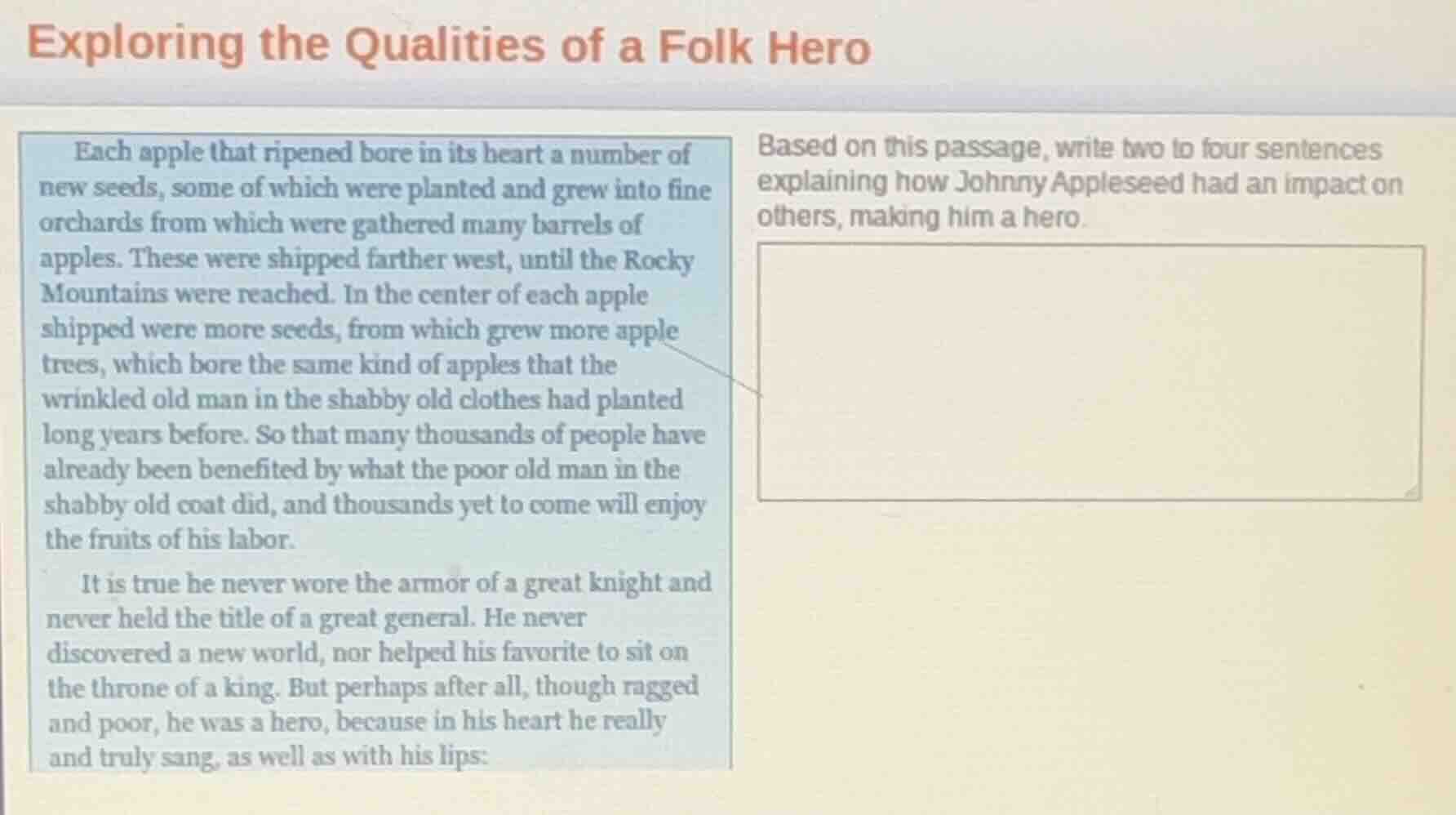 exploring the qualities of a folk hero each apple that ripened bore in …