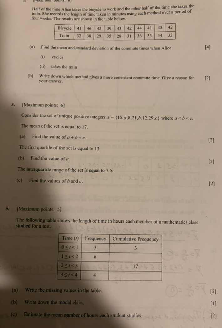 2. half of the time alice takes the bicycle to work and the other half …