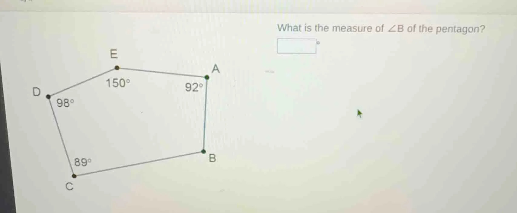 what is the measure of $angle b$ of the pentagon? $square^circ$ the pen…