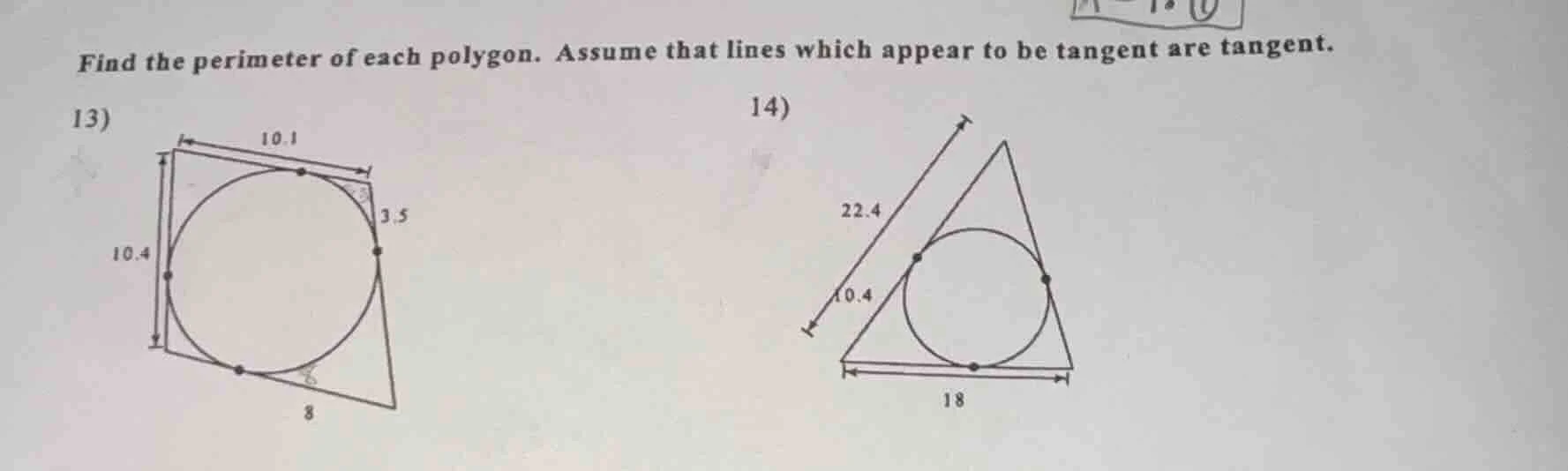 find the perimeter of each polygon. assume that lines which appear to b…