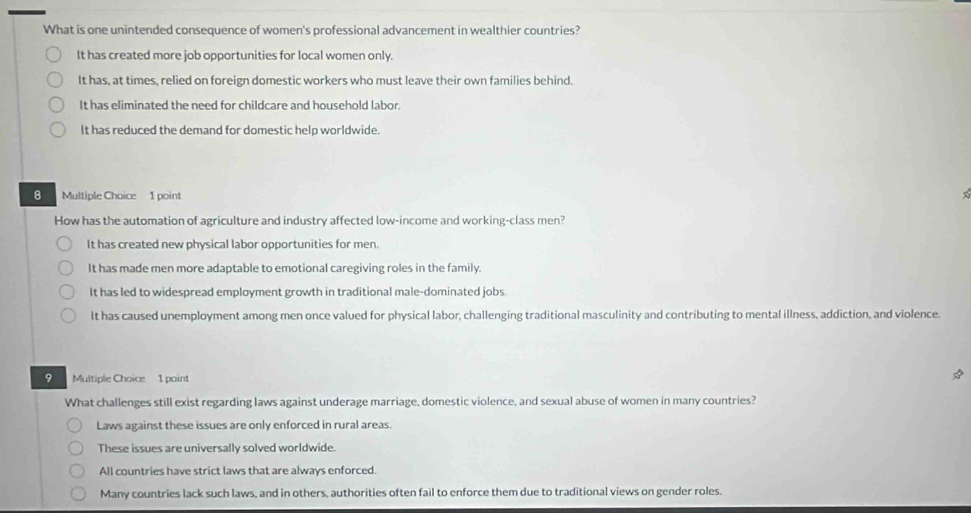 what is one unintended consequence of womens professional advancement i…