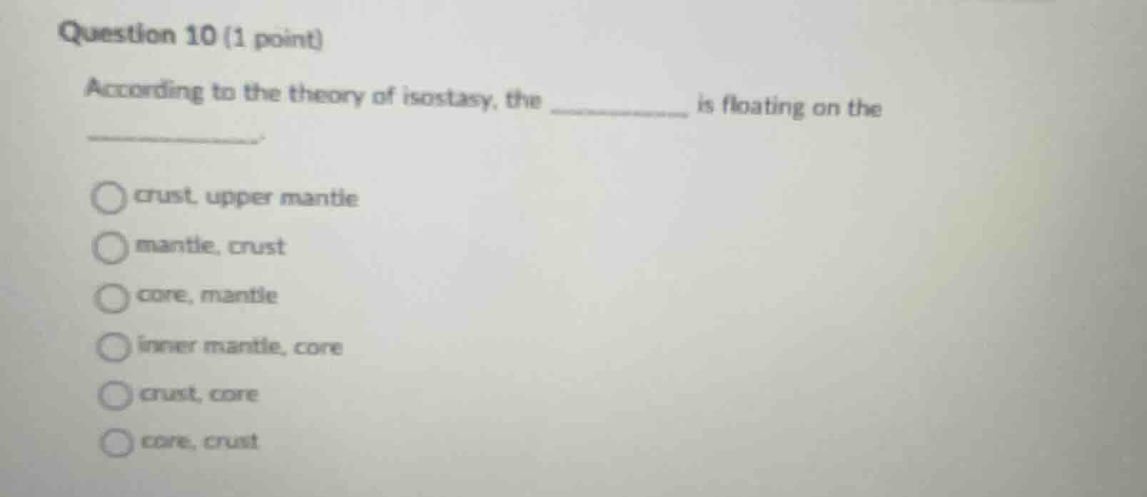 question 10 (1 point) according to the theory of isostasy, the ________…
