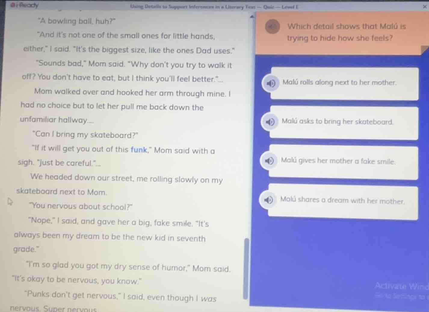 using details to support inferences in a literary text — quiz — level e…