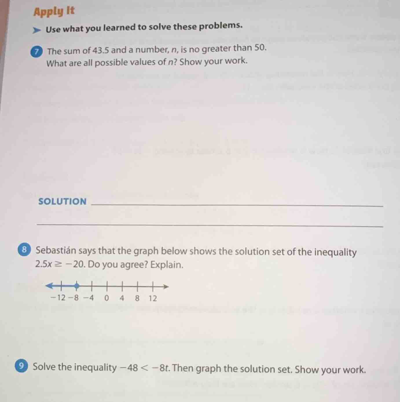 apply it use what you learned to solve these problems. 7 the sum of 43.…