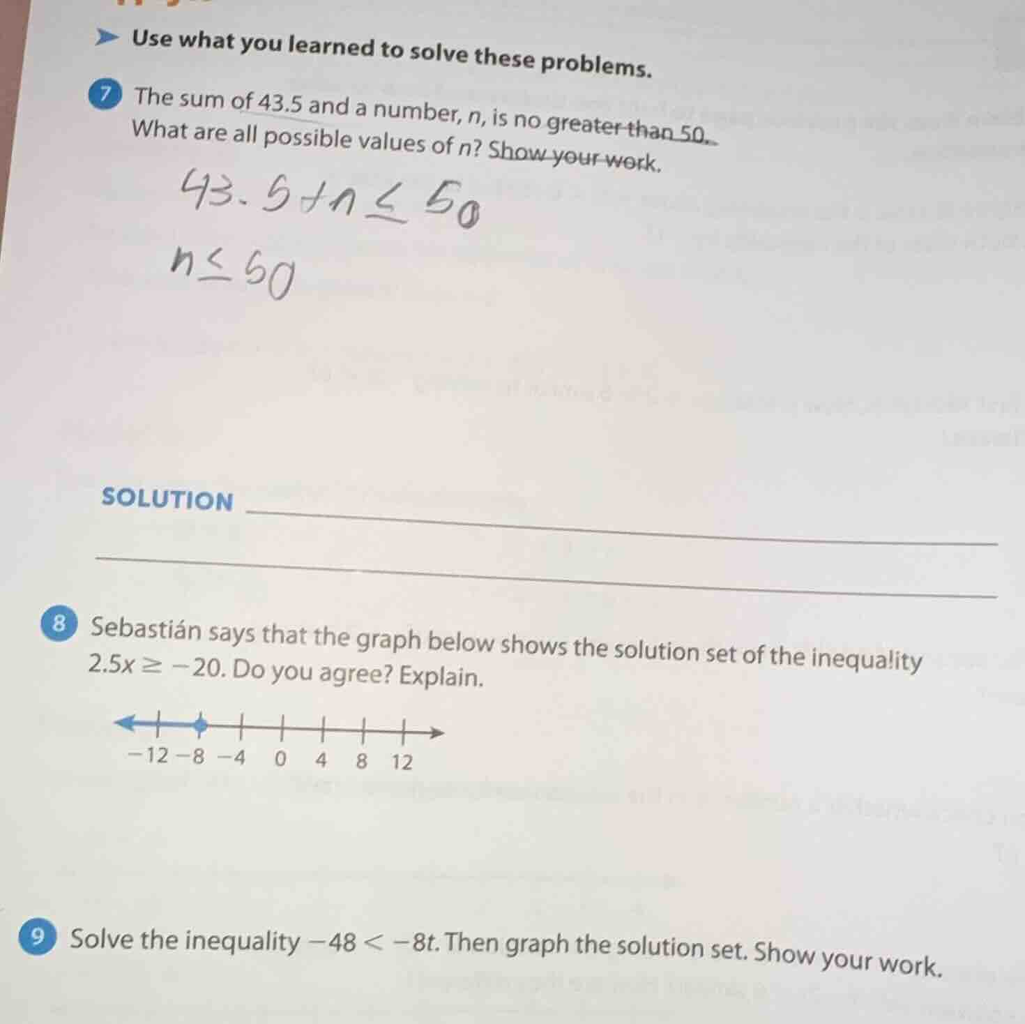 > use what you learned to solve these problems. 7 the sum of 43.5 and a…