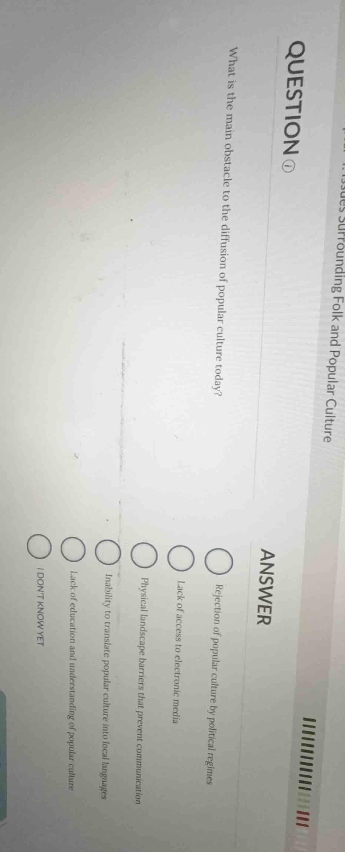 issues surrounding folk and popular culture question ① what is the main…