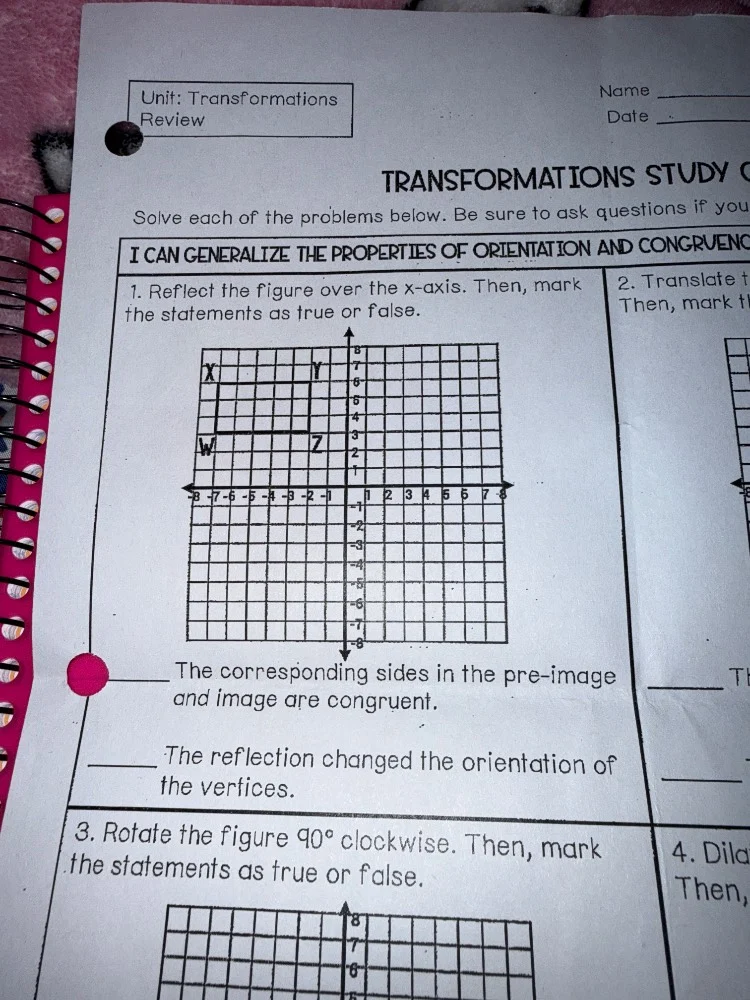 unit: transformations review name date transformations study solve each…