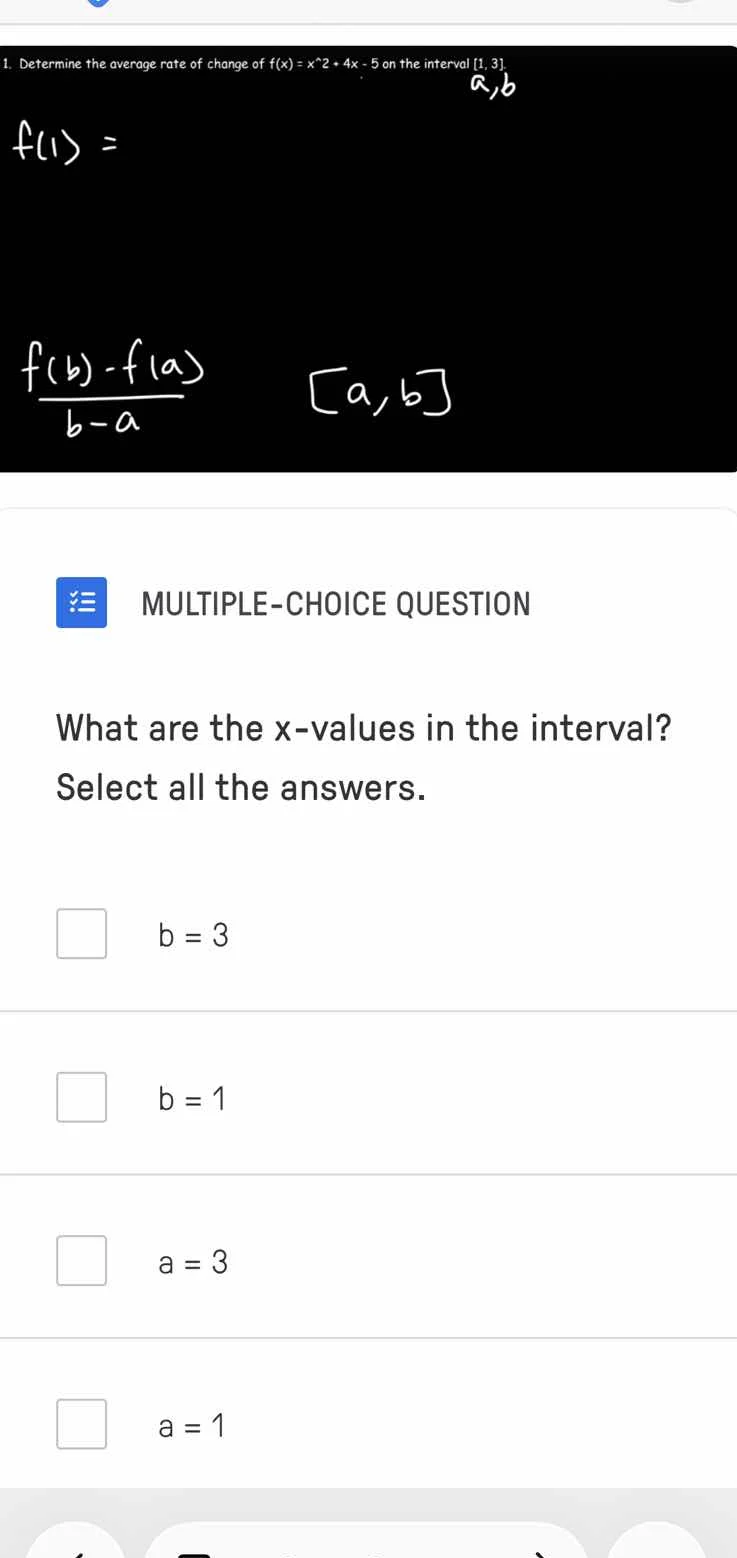 1. determine the average rate of change of $f(x)=x^2 + 4x - 5$ on the i…