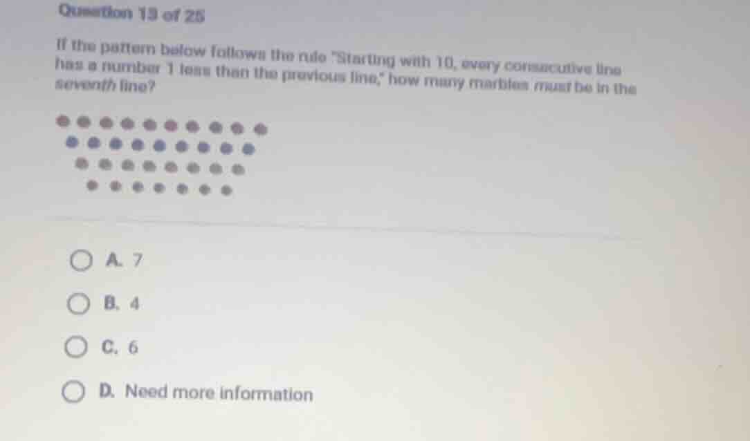 question 13 of 25 if the pattern below follows the rule \starting with …