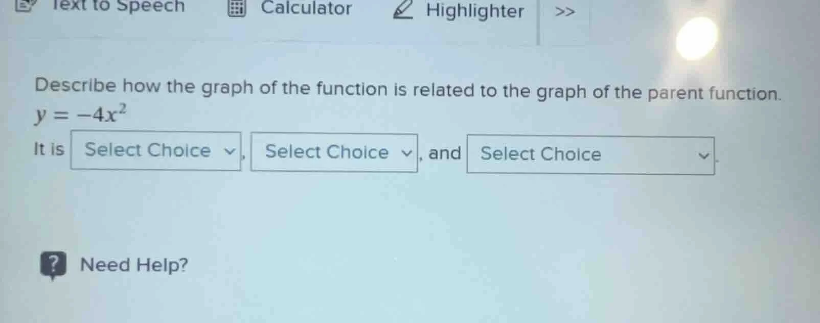describe how the graph of the function is related to the graph of the p…