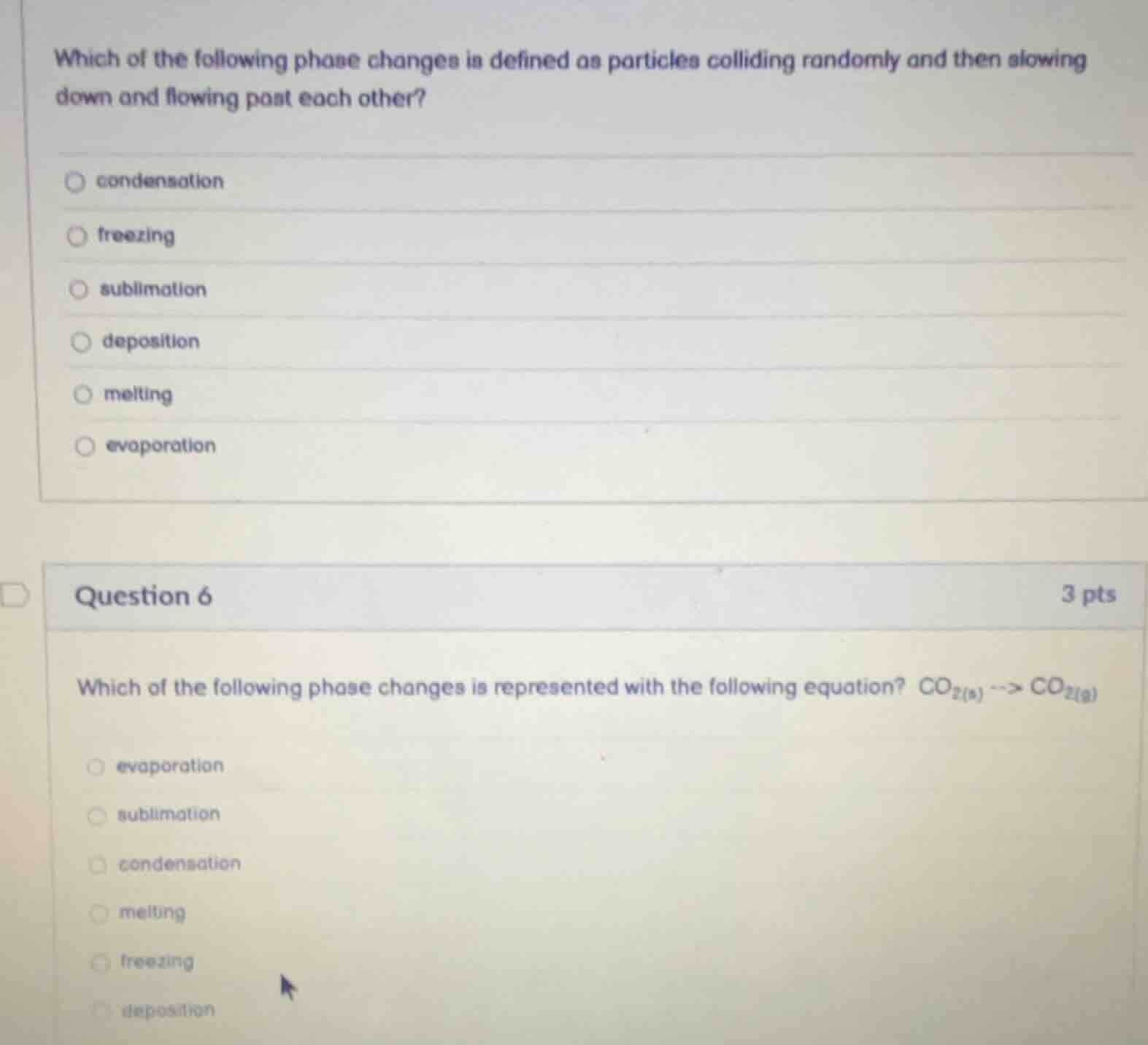which of the following phase changes is defined as particles colliding …