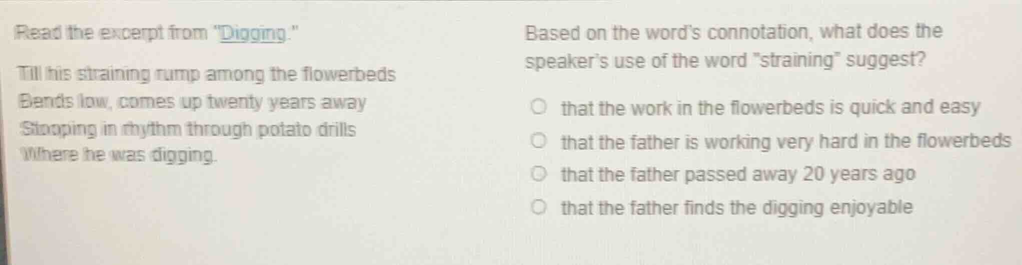 read the excerpt from \digging.\ till his straining rump among the flow…