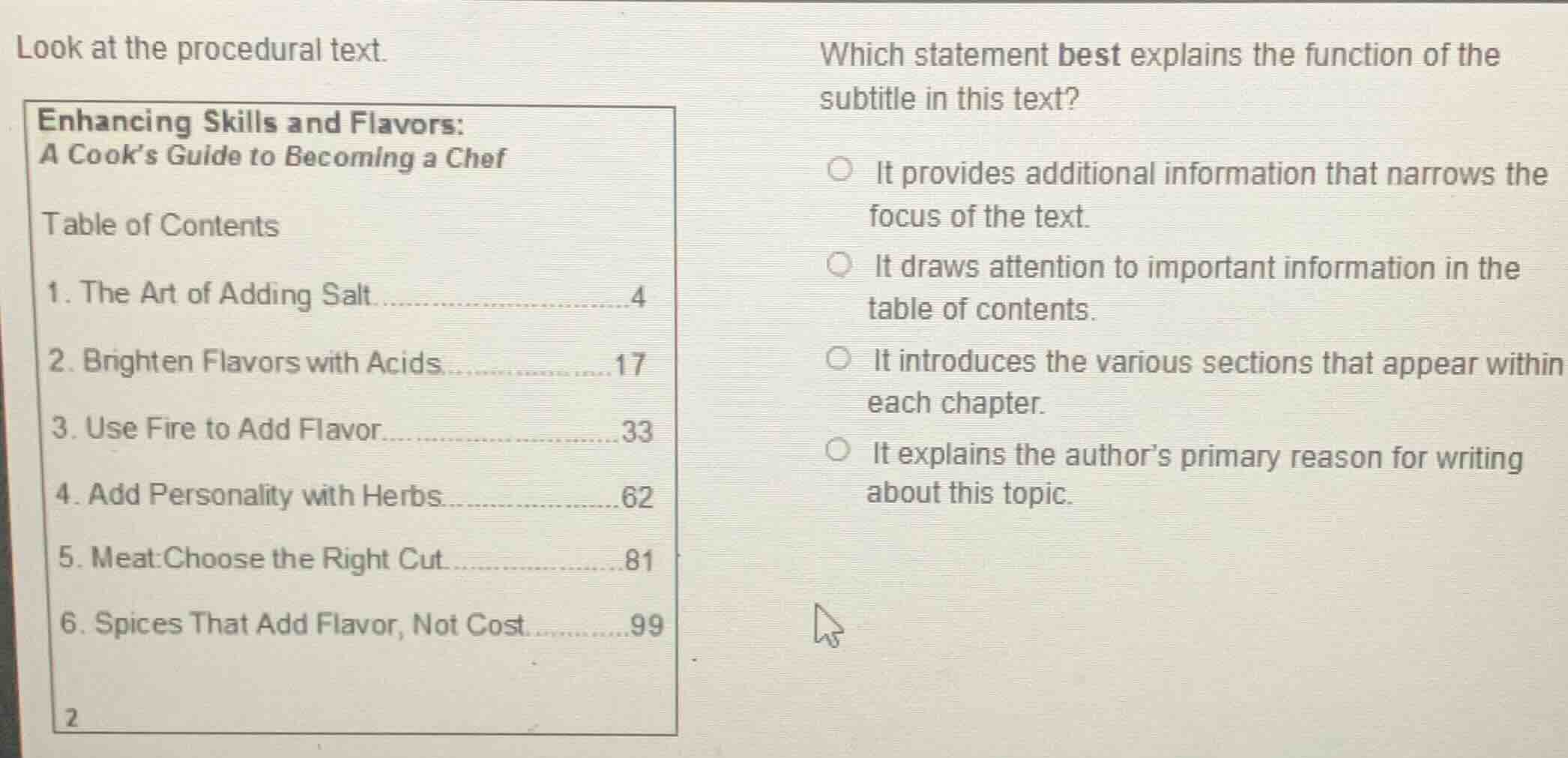 look at the procedural text. enhancing skills and flavors: a cooks guid…